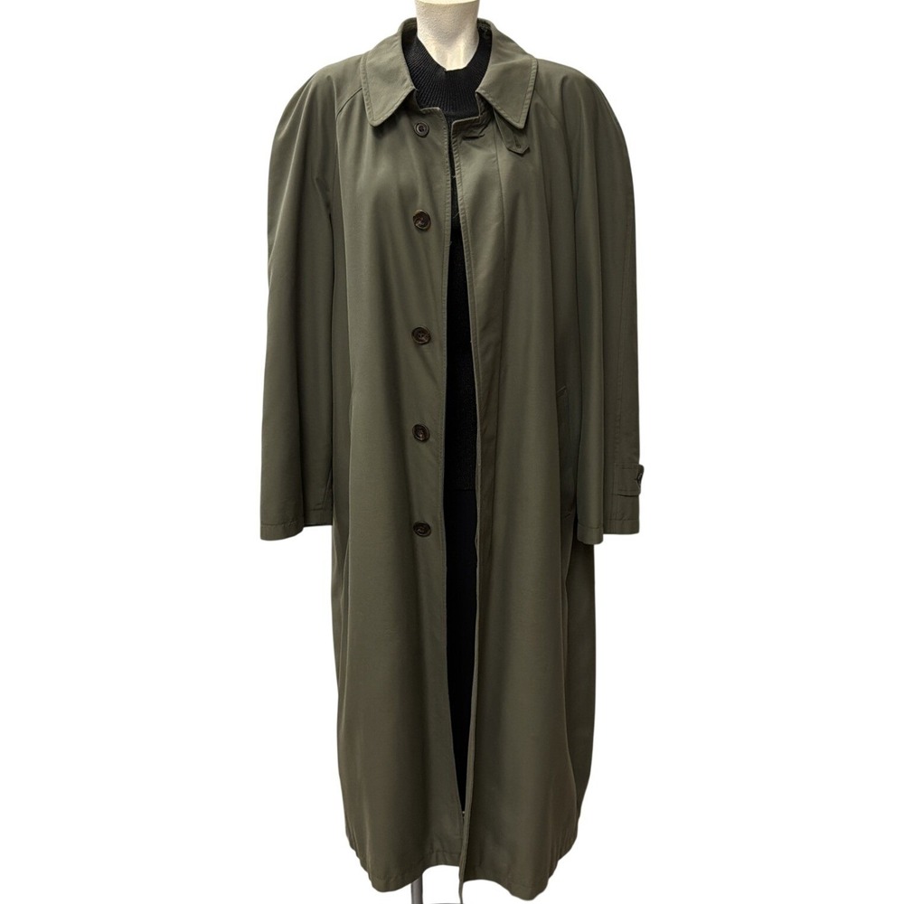 Newport Harbor Mens Olive Green Long Trench Coat Overcoat Made in USA